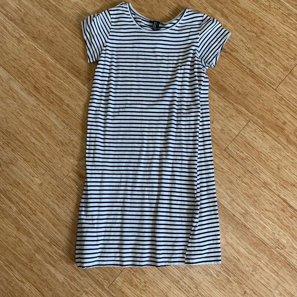 Forever 21 Black and white striped bodycon dress, size medium